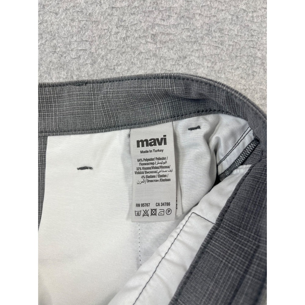 Mavi Milton Pants Mens 35x34 Grey Checked Mid Rise Slim Fit Straight Stretch - Picture 10 of 13